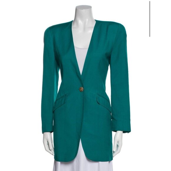 Christian Dior Authentic Aqua Green Blue Long Sleeve Blazer Jacket 6 Small - Picture 1 of 7